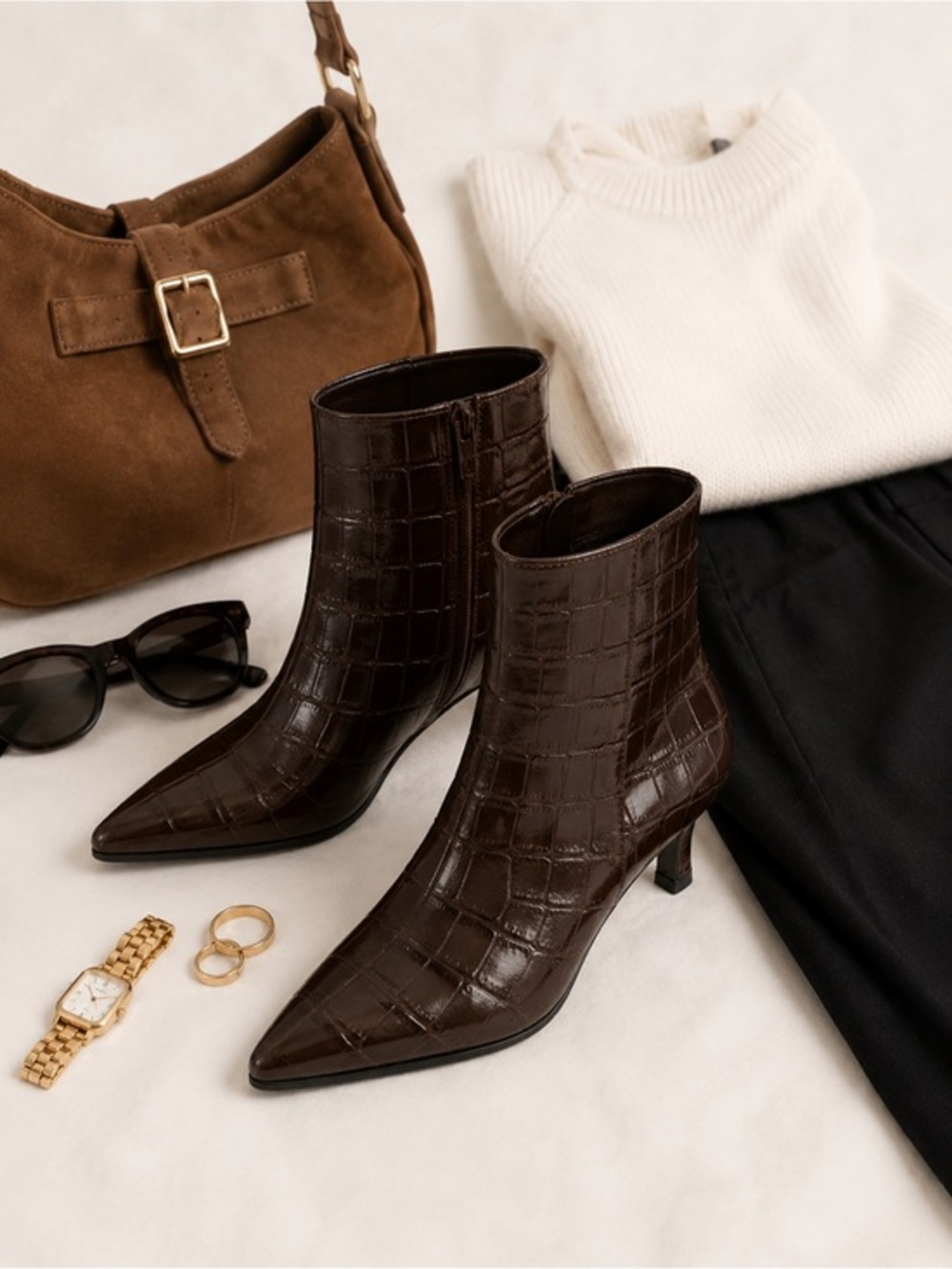 H&M Heeled Ankle Boots - NWT - Brown Crocodile- Sold Out 9